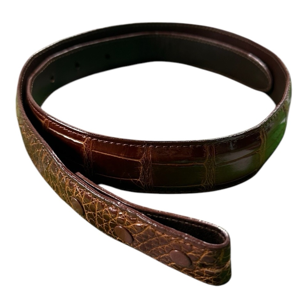 Billy Martin Genuine Alligator Brown Mens Belt Strap Size 28 NWOT